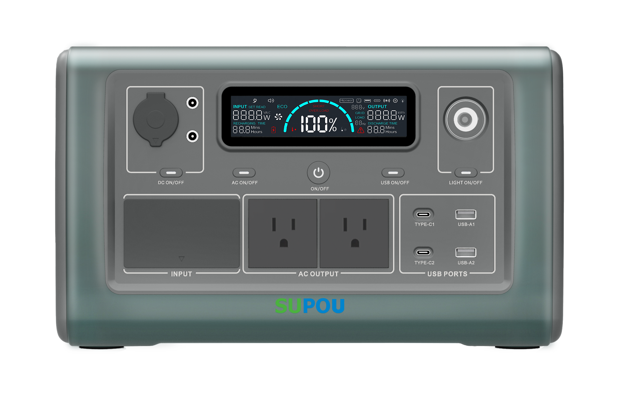 SUPOU SUP0800U 800W(Peak 1600W) Portable Power Station, 768Wh LiFePO4 battery, 120Vac, 6.7A,50/60Hz, Portable Generators for Home Use, Outdoor Car Camping, Emergency