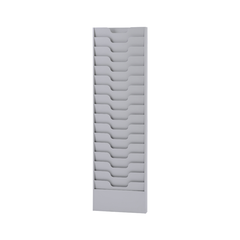 EASY LIFE PRODUCTS 16 POCKET METAL LIT WALL-MOUNTABLE RACK, GRAYWHITE 2.1 D x 13.5 W x 45.62H INCHES